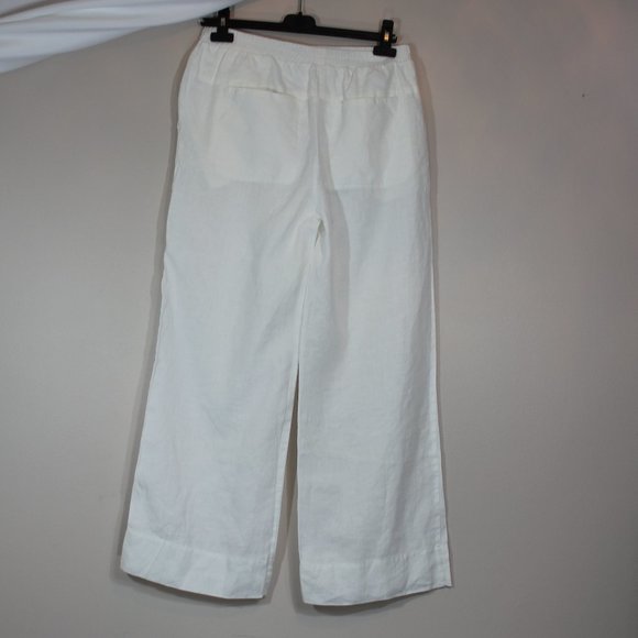 Grade&Gather 100%  Linen white woman straight leg pant 4 pockets  size Medium - Picture 3 of 9